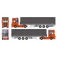 KFT Trans Scania R-Series Topline with 3 Axle Curtainsider Trailer 1:50