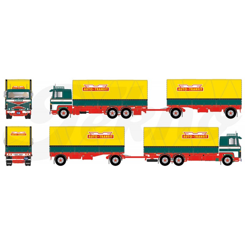 Karlsson Autotransit Scania 140 with 2 Axle Covered Trailer 1:50 Scale