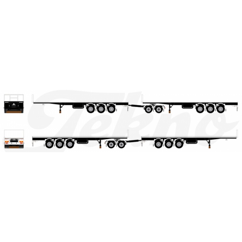 Australian White Flatbed Trailer with Dolly 1:50 Scale