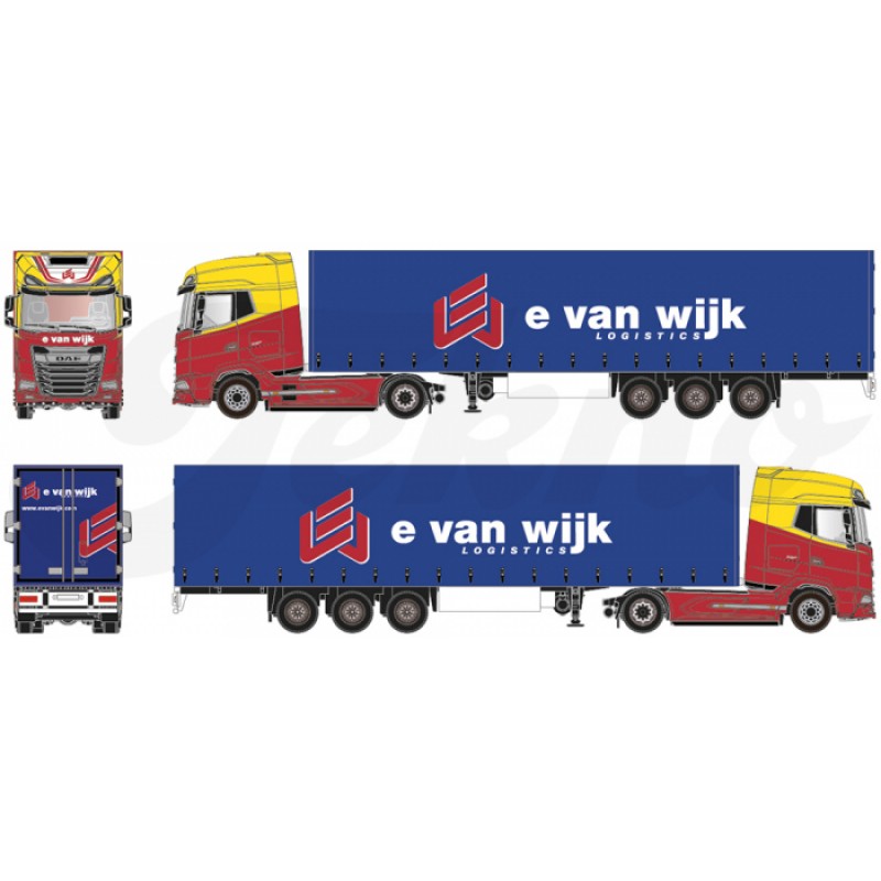 E van Wijk DAF XG+ with Curtainside Trailer 1:87 Scale