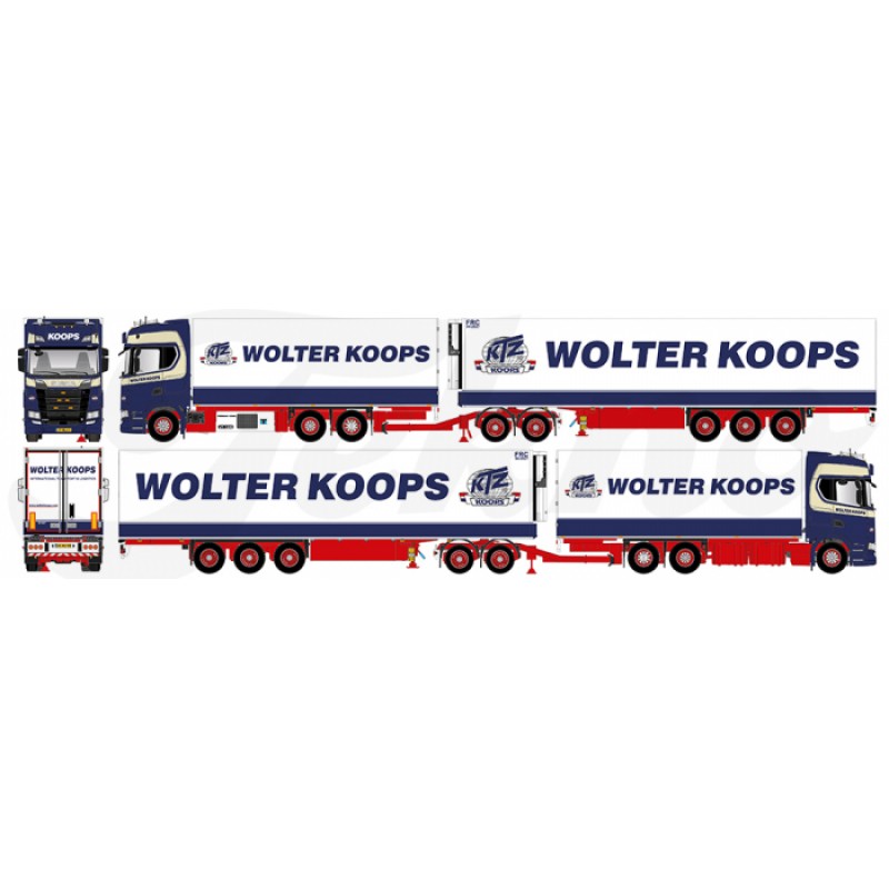 Wolter Koops Scania Next Gen S-Series Highline with Dolly and 3-Axle Refrigerated Trailer