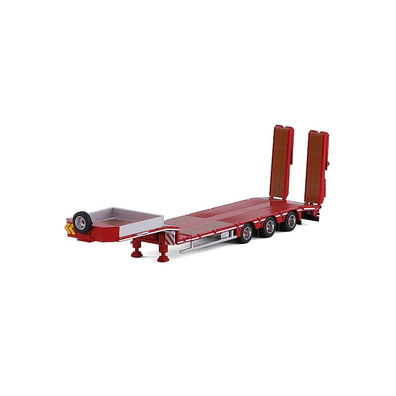 3-axle Red Lowloader with Ramps