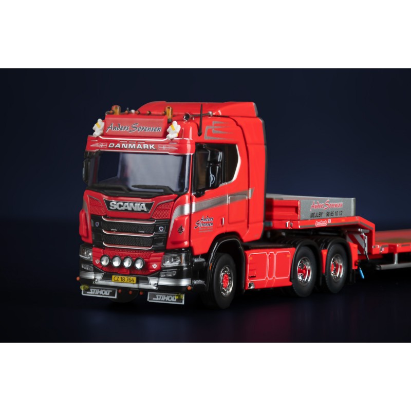 Anders Sorensen Scania R Series Middle Roof 6x4 With Nooteboom MCOS Semi Low Loader 4 Axle With Ramps