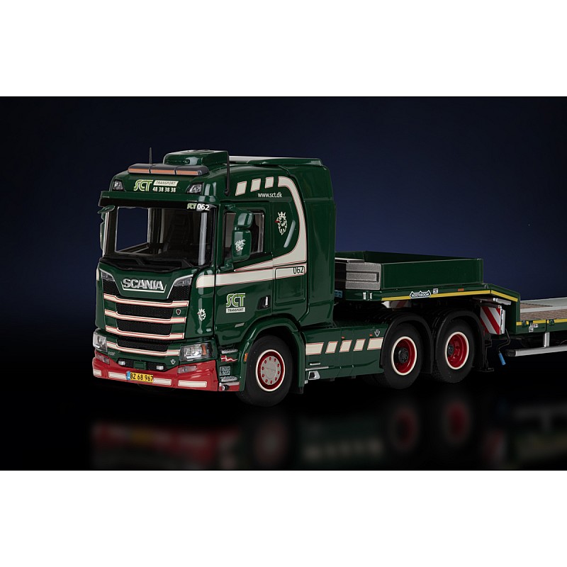 SCT Transport Scania R Series Middle Roof 6x4 with Nooteboom MCOS Semi Low Loader 4 axle with Ramps