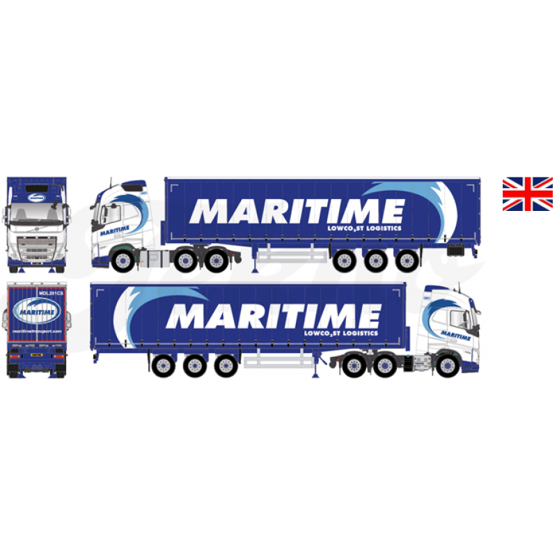 Maritime Volvo FH08 Globetrotter XL 6x2 With Curtainsider Trailer