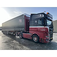 Morten Andersen MAN TGX GX with 4-Axle Curtainsider Trailer and Terberg Moffett Forklift