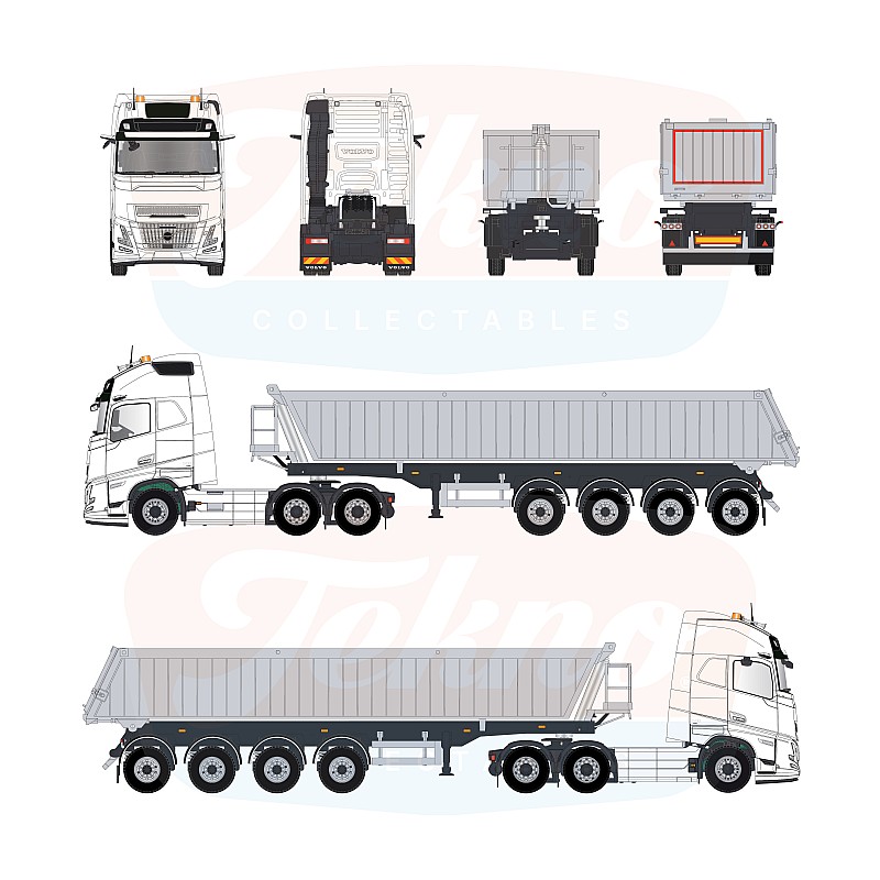 Tekno Basics Volvo FH Aero XL 6x2 with 4-axle Danish tipper