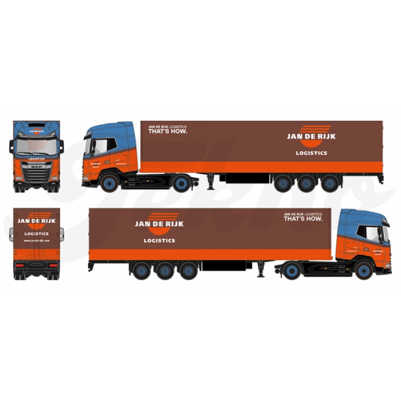 Jan de Rijk DAF XG+ 4x2 and Box Semi Trailer 1:87