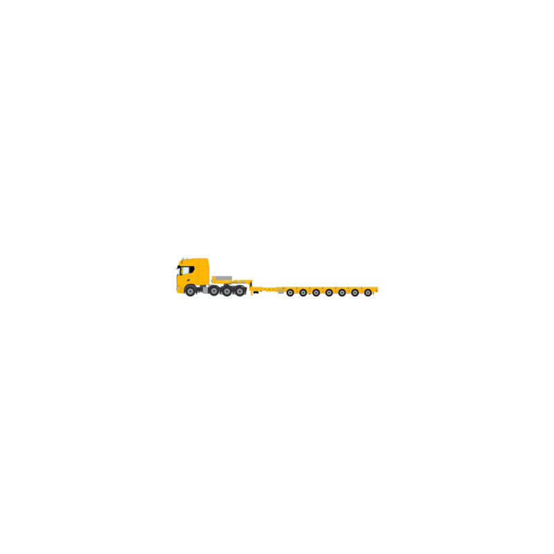 Scania S series High Roof 8x4 with Nooteboom MCOS 7-axle semi low loader Yellow Series