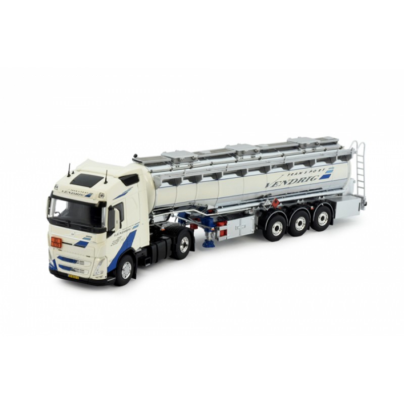 Vendrig Volvo FH05 Globetrotter with 3 Axle Chrome Plated Tank Trailer. Packaged in Luxury Gift Box 