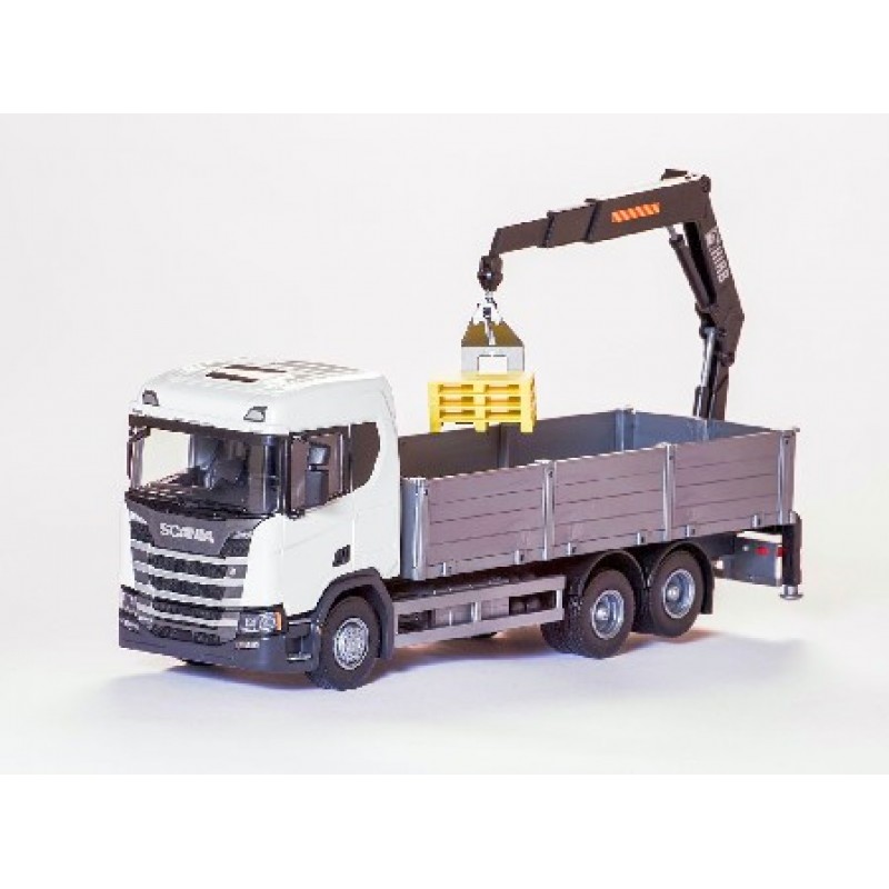 Scania Cr 500 Ng Open Platform With Crane - White 1:25 Scale