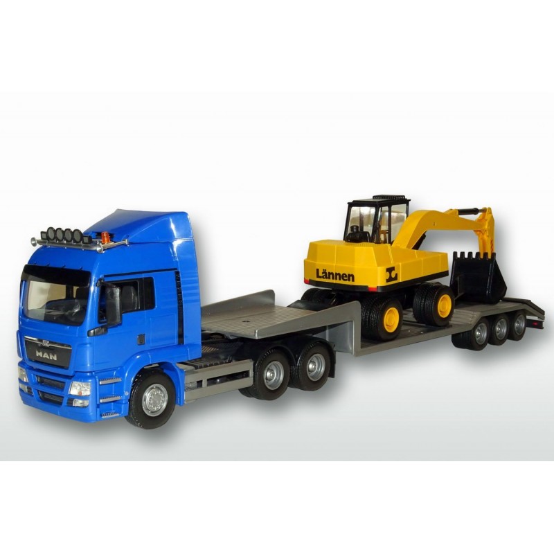 MAN TGS 6x4 Blue Cab Low Loader and Excavator
