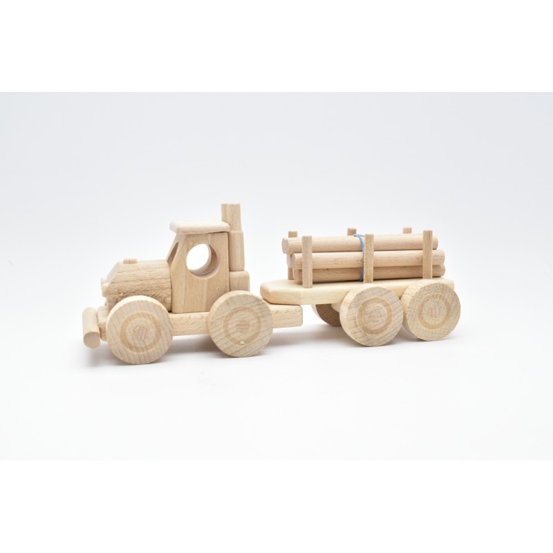 Tractor With Trailer & Load Wood Model